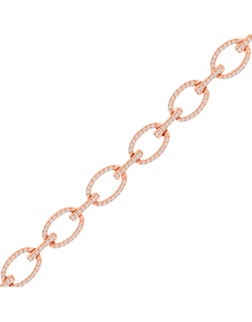 Large Oval and Bar Design Pave set Diamond Bracelet in 18ct Red Gold
